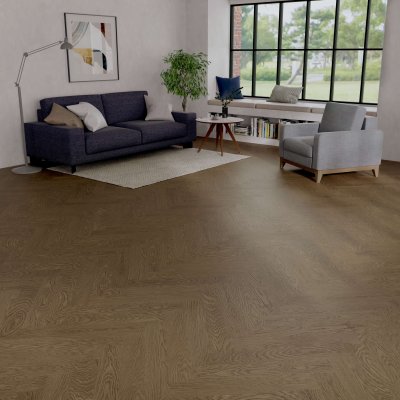 Esta Parket 14504 Nova Eco Oak Elite Prime Stavanger Eiken Visgraat Houten Vloer Lamelparket Elite  Extra Mat Lak 5% - Geborsteld - 4-zijdige Micro vellingkant - 13/3 x 120 x 725mm - 2.088m2