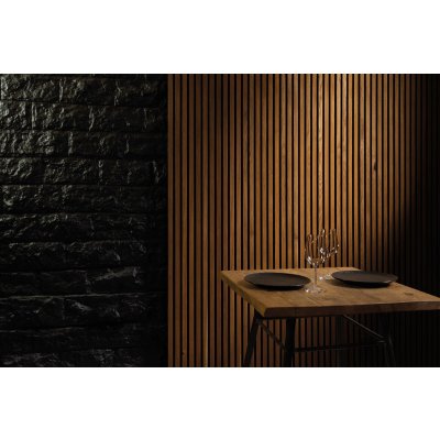 Akoestische wand en plafond panelen Eiken Bruine Olie + Zwarte Vlies